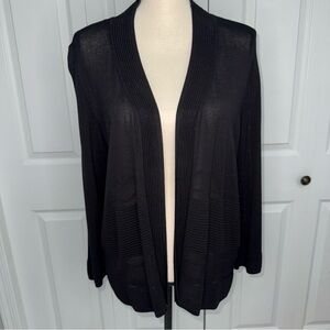 Cyrus Black Sheer Knit Open Front Women's Cardigan Sweater size‎ Large